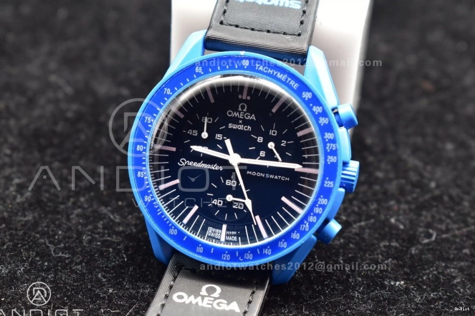 Reliable 1179 Moonwatch Omega Strap Neptune Nylon on x Mission to Swatch Quartz Bioceramic 0717